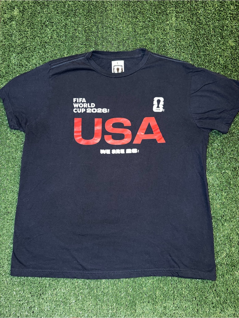 FIFA World Cup 2026 USA Navy Tee with Red USA Graphic Size Large